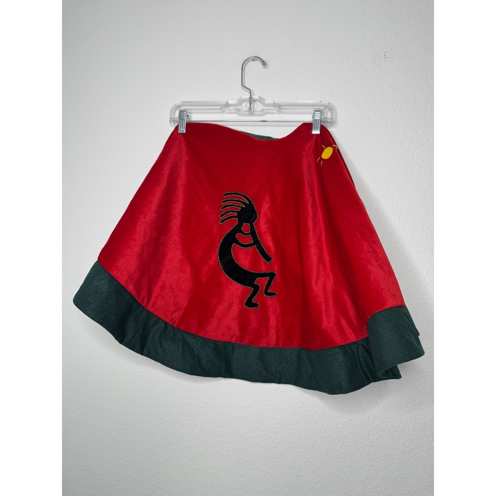 Prima Creations Southwestern Christmas Tree Skirt Red Velvet Kokopelli Cactus 48